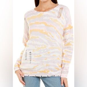 Fate Distressed Pastel Striped Sweater